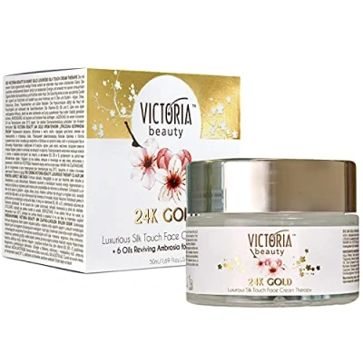 Image of Victoria Beauty 24K Gold Luxurious Silk Touch Face Cream Therapy Ideal Anti Aging Moisturiser for an Ever Youthful Skin, 50ml