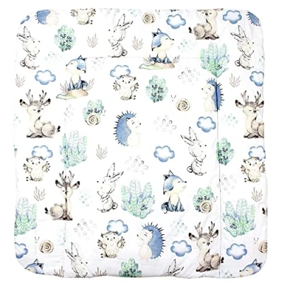 Image of TupTam Baby Changing Mat Softly Padded Patterned, Roe Deer/Hedgehog, 75 x 85 cm
