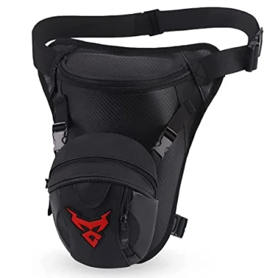 Image of Cycling Leg Bag Motorcycle Waist Pack for Men Women Outdoor Travel Sports Bike Hiking Riding Tactical Walking Thigh Drop Bum Hip Fanny Belt Pouch Cell Phone Purse Black Red