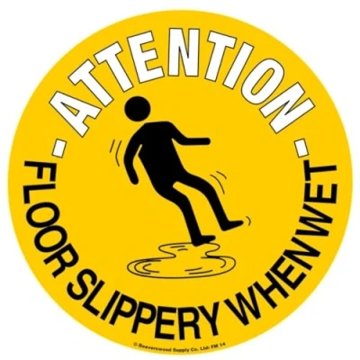 Image of Beaverswood Floor Markers. Safety Signs. Slippery When Wet Sign Removable Self Adhesive Waterproof Durable Vinyl Label. (430Mm Dia)