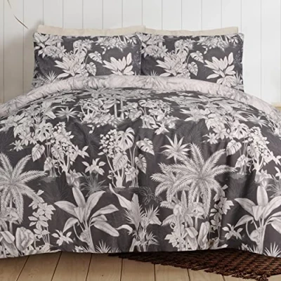 Image of Sleepdown Tropical Monkey Black Natural Reversible Duvet Cover Quilt Bedding Set with Pillowcase Soft Easy Care Bed Linen Single (135cm x 200cm) (5056557511853)