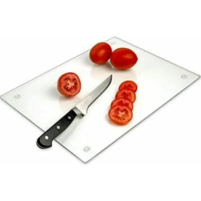 Image of Casadomu Glass Chopping Board Clear Workspace Saver Cutting Worktop Placemat 40 x 30 cm