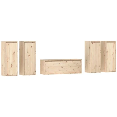 Image of vidaXL TV Cabinets 2 pcs Solid Wood Pine