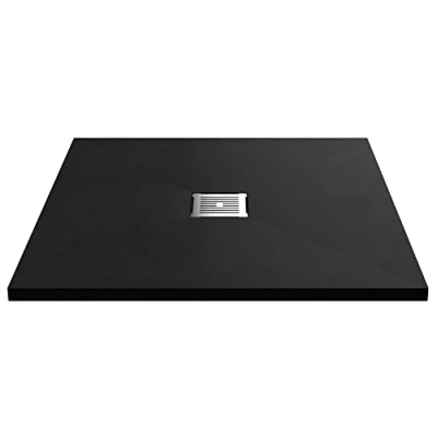 Image of nuie NLT91010 Modern Bathroom Slimline Square Shower Tray Grill Not Included, 900mm x 900mm, Slate Black