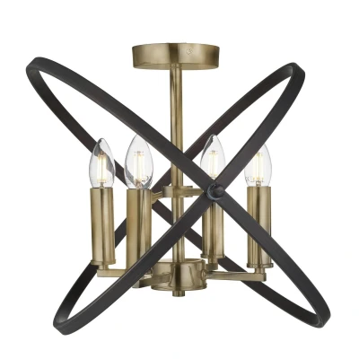 Image of Hoopla 4 Light Semi Flush Bronze, Brown, E14
