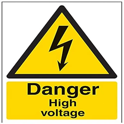 Image of VSafety Danger High Voltage Warning Sign Portrait 150mm x 200mm 1mm Rigid Plastic