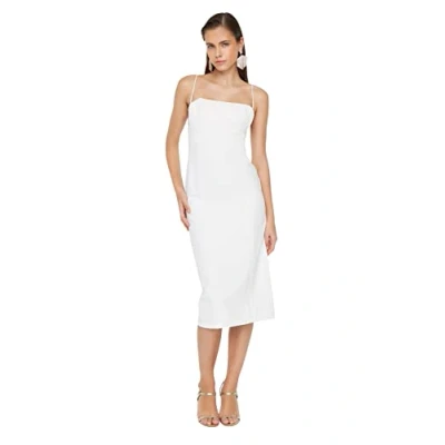 Image of Trendyol Women Midi Bodycone Regular fit Woven Dress Ecru