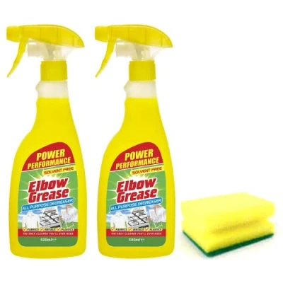 Image of 2X Elbow Grease All purpose Degreaser Spray 500 ml Effective Cleaner Formula for Kitchen, Fabric, and Metallic Surfaces with Sponge