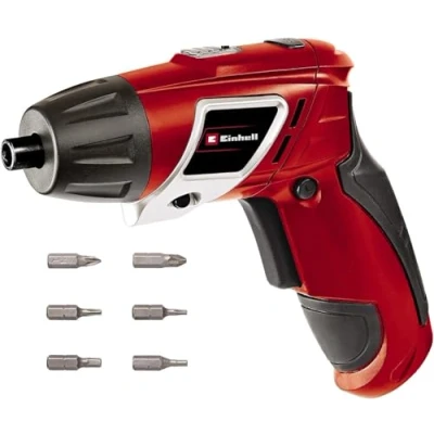 Image of Einhell cordless screwdriver TC SD 3.6 Li (3.6V, 1300 mAh, 3 Nm torque, pivot joint in the handle, LED light, soft grip, charging with 6 bits), Red