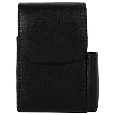 Image of Elprico Cigarette Case, PU Leather Tobacco Pouch Lighter Holder, Organizer(Black)