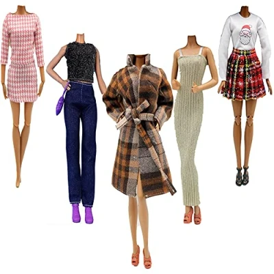 Image of Lance Home Doll Clothes, 5 Sets Fashion Outfits Autumn Dresses Spring clothes Sweater Pants Shoes Socks Bag For 29cm Dolls Accessories Baby Gifts (C)