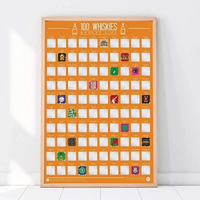 Image of Gift Republic 100 Cocktails Scratch Off Bucket List Poster Top Mixology Varieties to Drink Fun Challenge Unique Idea for Adults Gift. Christmas or Birthday