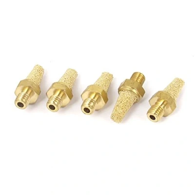 Image of sourcingmap M5 Thread Brass Pneumatic Air Exhaust Muffler Filter 5pcs