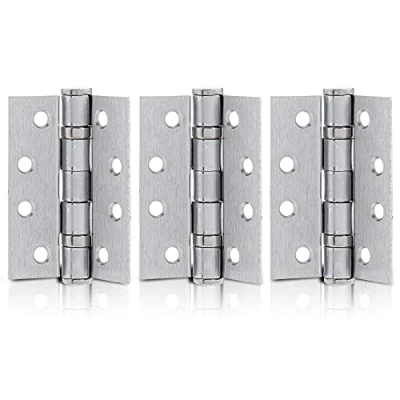 Image of XFORT 4 Inch (100mm) Satin Chrome Ball Bearing Hinges, Steel Door Hinge for Wooden Doors (1.5 Pairs)