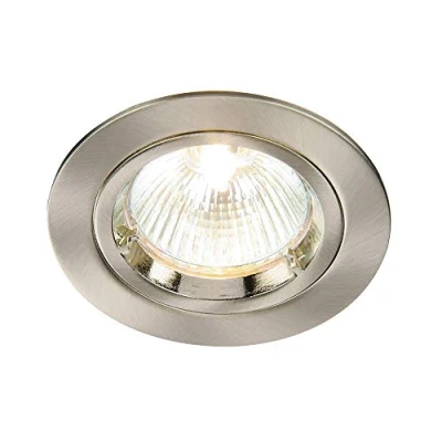 Image of Saxby Cast Modern Recessed 50W Fixed Twist &amp; Lock Mains 240V LED Compatible GU10 IP20 Rated Satin Nickel Ceiling Spot Downlight for Kitchen Bedroom Lounge etc.