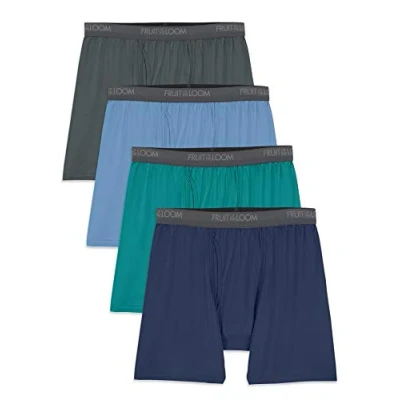Image of Fruit of the Loom Men&#039;s Microfiber (Size XXL), Boxer Brief 4 Pack Assorted Colors, (Pack 4)