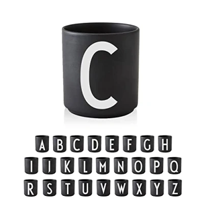Image of Design Letters Coffee Cup (A Z) Gift for Christmas Men &amp; Women Porcelain Mug Personalised Initial Decorations/Table Decoration Letter Black 250 Ml