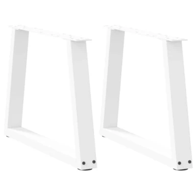 Image of vidaXL Dining Table Legs Modern V Shape Steel Frame Adjustable Levelers, White Finish, 70cm Height for Custom Desk/Table