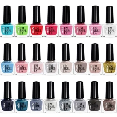 Image of Set of 24 Classic Nail Varnish Polish Colours including Bright Nude Shades 5 ml Made in The EU Long Lasting Formula (Set C)