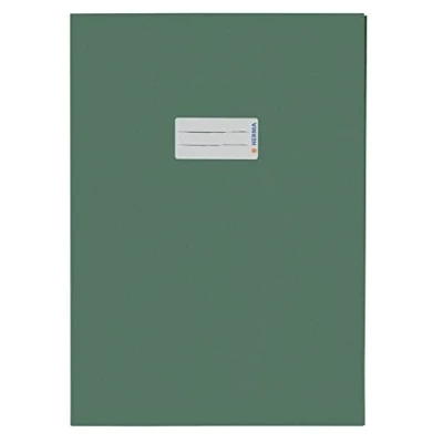 Image of HERMA 5535 Notebook Covers A4 Paper Green, Pack of 10, with Labelling Field Made Extremely Strong and Rich Colours, Exercise Book Cover Set for School Notebooks, Coloured