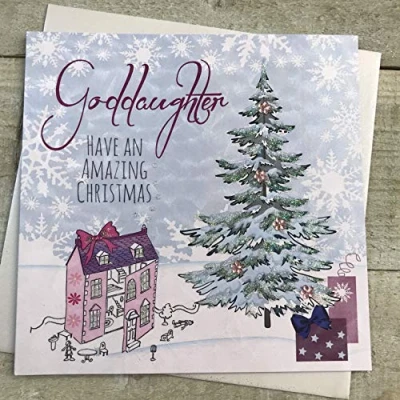 Image of GODDAUGHTER Handmade Christmas Card by White Cotton Cards