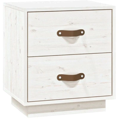Image of vidaXL Bedside Cabinet White 40x34x45 cm Solid Wood Pine