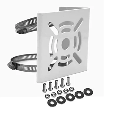 Image of WiTi Universal Vertical Pole Mount for Security Camera, Solid Metal Mounting Corner Bracket with 2 Loop Downspout Pipe Clamps,Suitable CCTV Cameras LED Wall/Stage Lights, Solar Panels