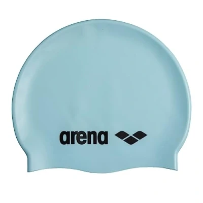 Image of Arena Classic Unisex Soft Silicone Swim Cap for Women and Men, Intensive Training Racing Comfortable Non Slip Long Hair Swimming Hat, Pastel Blue