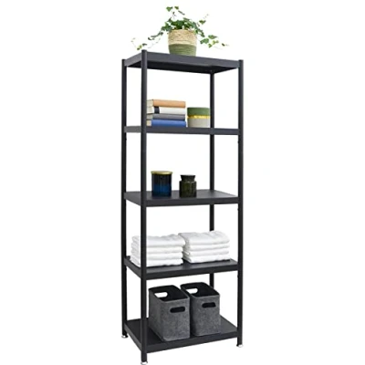 Image of shelfr Industrial Design Black Metal Shelving Unit 61x41x170 Heavy Duty 5 Tier Shelf Free Standing Storage Shelves Office Kitchen Rack Bookshelf Outdoor Cabinet