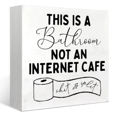 Image of Bathroom Decor Signs,Funny Sarcastic Party Decor,Toilet Signs for Restroom Shelf,This Is A Not An Internet Cafe Sign,5x5