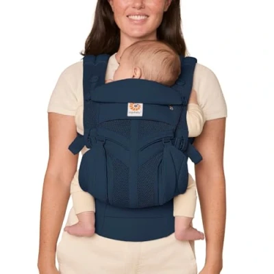 Image of Ergobaby Baby Carrier, 4 Position Omni 360 Cool Air Mesh for Newborn to Toddler (0 yrs), Ergonomic Child Carrier &amp; Backpack, Midnight Blue