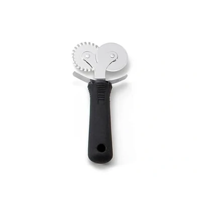 Image of Firm Grip Double Pastry Cutter 2 in 1 Tool for Shaping, Crimping, and Pizza Cutting