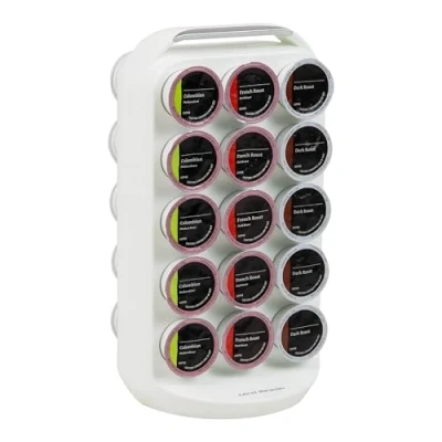 Image of Mind Reader CRS02 WHT Coffee Pod Carousel Holder, Plastic, White