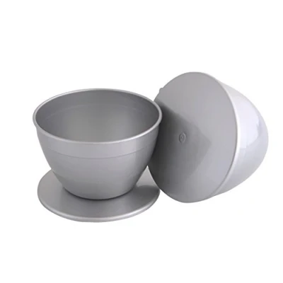 Image of Just Pudding Basins Silver 4 Pint Basin and Lid Plastic 2.27l (4pt) Large Size Food Safe Steaming Bowls Mixing Bowl 2pk