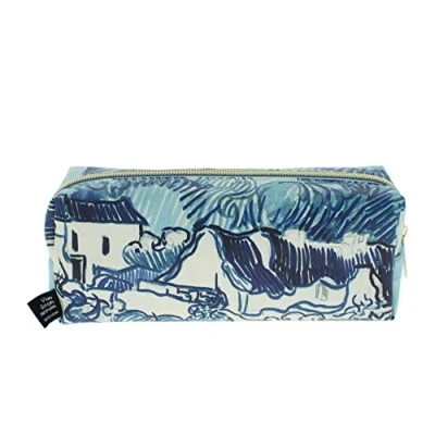 Image of Van Gogh Pencil Case Landscape with Houses Stationery Makeup Bag Cosmetic