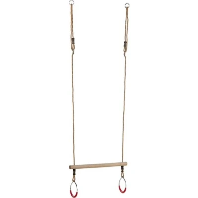 Image of Little Duck Bear Wooden Ring Trapeze With Metal Gym Rings Swing Attachment For Children&#039;s Frames.