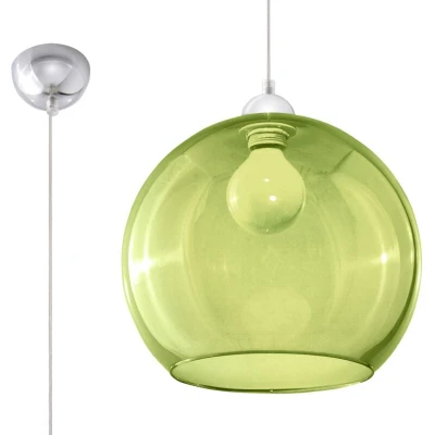 Image of Ball 1 Light Glass Dome Ceiling Pendant Green, Chrome, E27