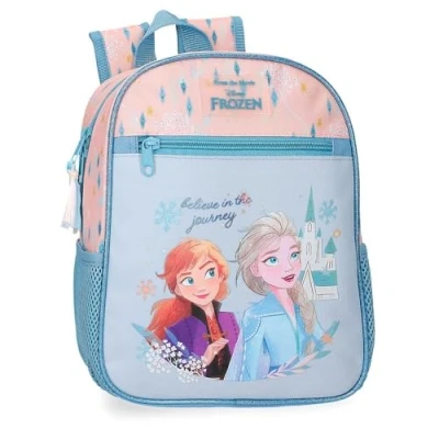 Image of Disney Joumma Bags, Frozen Believe in the journey, children&#039;s backpack, school bag, made of polyester, wide and adjustable straps, several pockets compartments., blue, Backpack 28