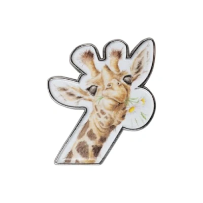 Image of Wrendale Designs &#039;Flowers&#039; Giraffe Pin Badge