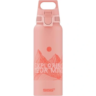 Image of SIGG Aluminium Water Bottle WMB Pathfinder Pink Climate Neutral Certified Suitable For Carbonated Beverages Leakproof Lightweight BPA Free With Design 1L