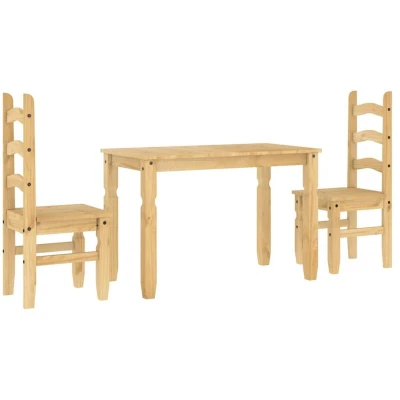 Image of vidaXL 3 Piece Dining Set Panama Solid Wood Pine