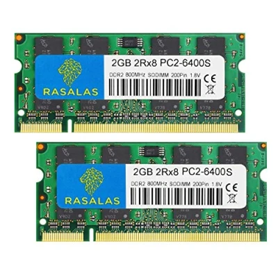 Image of Rasalas DDR2 PC2 6400 800 Sodimm 4GB Kit (2x2GB) 6400S 2RX8 1.8V CL6 RAM Memory Modules for Laptop Computer