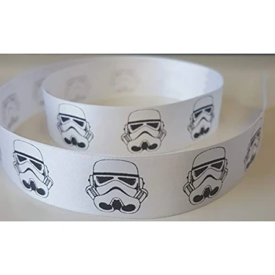 Image of Star Wars Ribbon Stormtrooper Black and White 25mm Satin Available in Various Lengths (5 metres)