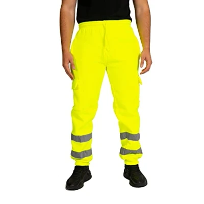 Image of LABEL APPAREL Hi Vis Viz Jogging Bottoms Joggers Workwear Trousers (4XL, Yellow)