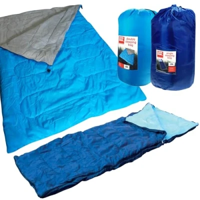 Image of Thick Warm Outdoor Single &amp; Double Camping Hiking Sleeping Bags With Carry Bag (Double Bag)