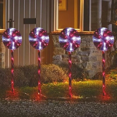 Image of Smart Garden Three Kings 4 Large Candyswirl Christmas Path Stake Lights (2501025)
