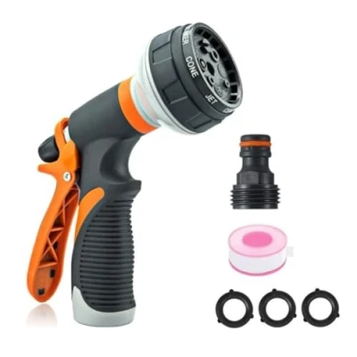 Image of LINZI Garden Hose Spray Gun Set 8 Adjustable Patterns High Pressure Nozzle for Watering Plants Lawns, Shower Pets, Car Washing, Cleaning Windows, Attachment Connectors