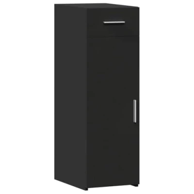 Image of vidaXL Sideboard Black 93cm Engineered Wood Modern Storage Cabinet with Drawer for Living Room, Bedroom, Office