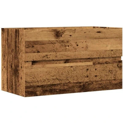 Image of vidaXL Bathroom Wall Hanging Cabinet Old Wood Color, Engineered Wood, 80 x 38.5 45 cm, Modern Style, Mounted Storage Solution