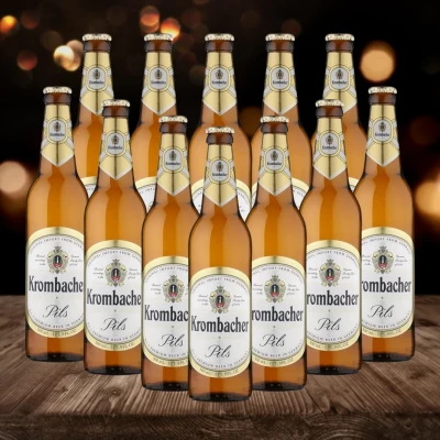 Image of Krombacher Pilsner German Premium Lager 500 ml Bottles 4.8% ABV (12 Pack) Beer Gifts for Men, Birthday Men and Women, Beers Lagers Offers Gift Pack Alcohol Set